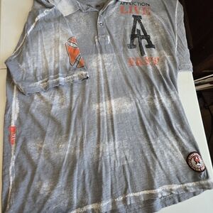 Affliction Gray Graphic Polo Shirt